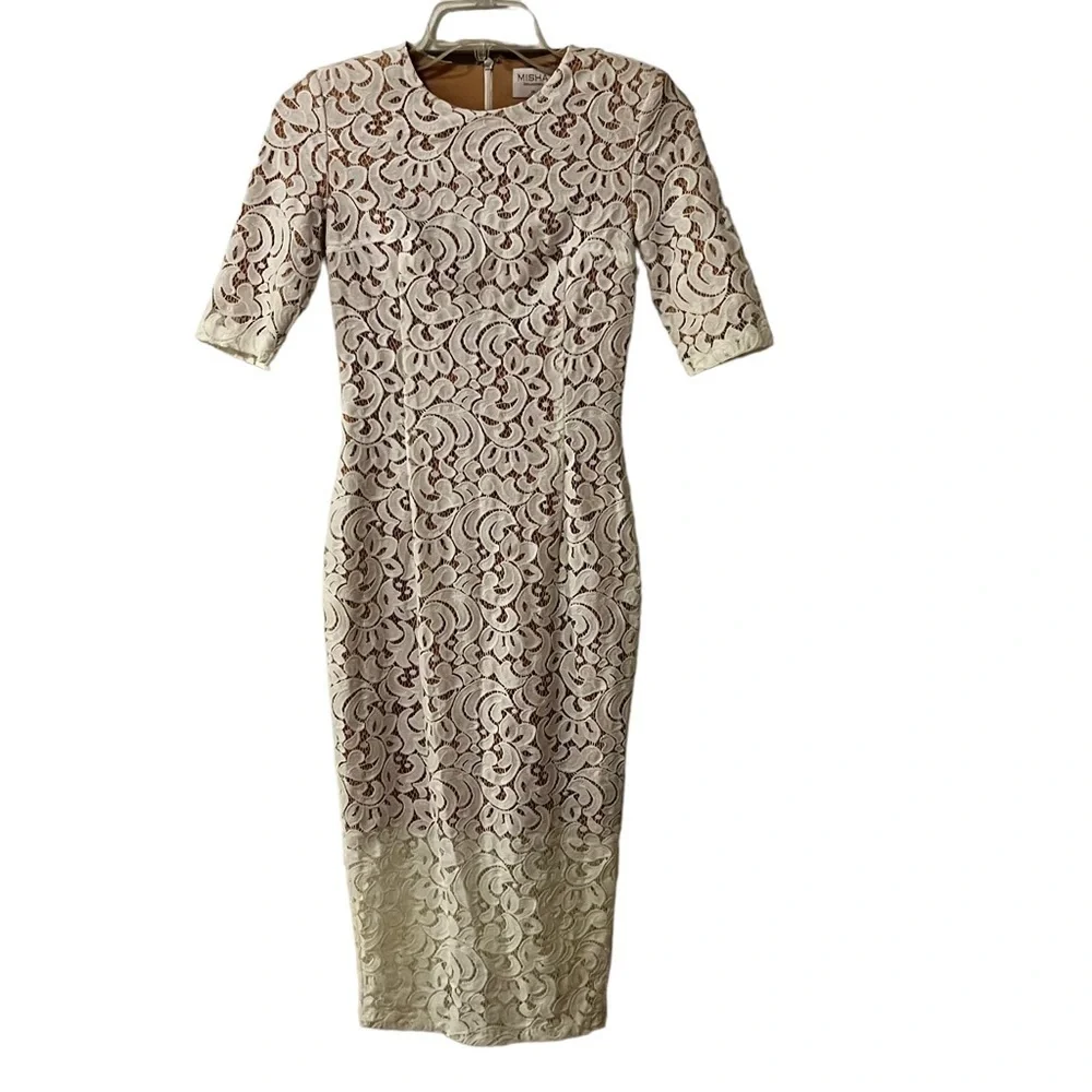 Misha Collection Rosie Lace Midi Dress XS Off white fairy whimsical feminine